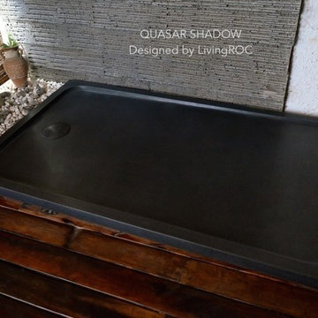 BLACK GRANITE SHOWER BASE 60"x34" -QUASAR SHADOW