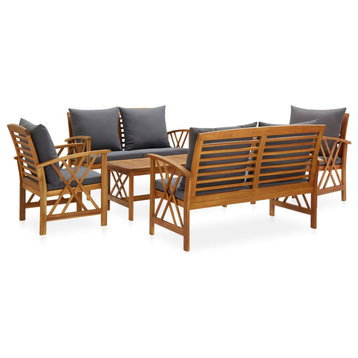 vidaXL Patio Furniture Set 5 Piece Bench Seat with Table Solid Acacia Wood
