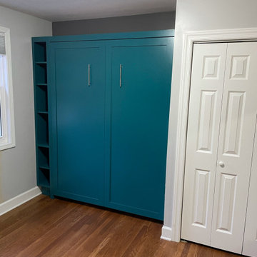 Custom Built Vertical Full Size Murphy Bed with Side Shelving