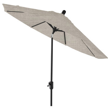 9' Round Push Tilt Market Umbrella, Black Frame, Sunbrella, Cast Silver