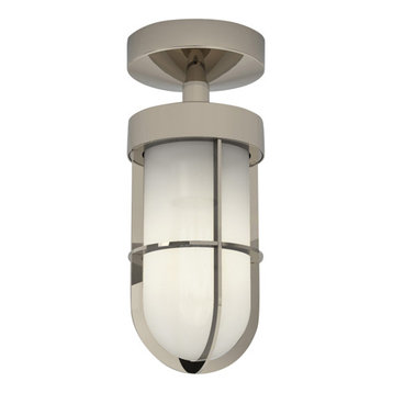 Cabin Semi Flush Frosted Ceiling Light, Polished Nickel