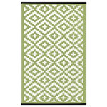 Green Decore - Lightweight Indoor/Outdoor Reversible Plastic Rug Nirvana, Leaf Green / Ivory, 6 - Easy to clean Resistant to moisture and can simply be wiped clean, Made from recycled plastic.