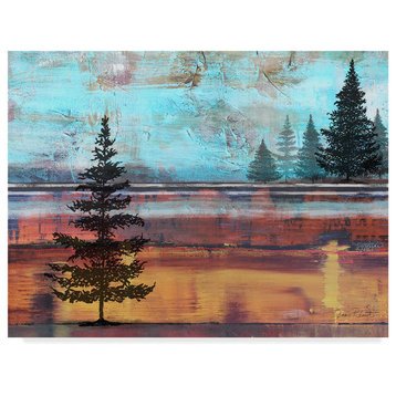 Jean Plout 'Abstract Misty Landscape With Trees' Canvas Art
