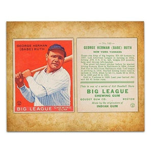 12/" x 18/" VINTAGE BABE RUTH BUBBLE GUM CARD POSTER