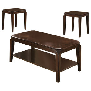 Mauve 3 Piece Wood X Style Coffee Table And End Tables Set Cherry Transitional Coffee Table Sets By Pilaster Designs Houzz