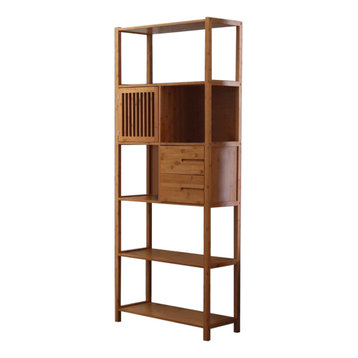 Selma Bamboo Bookcase, Left Facing Spindle Cabinet, Natural