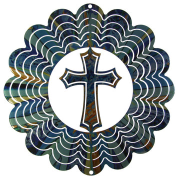 Kaleidoscope Cross Small Blue Wind Spinner