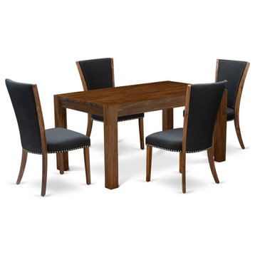East West Furniture Celina 5-piece Wood Dining Set in Natural/Black