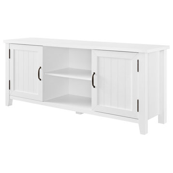 58" Grooved Door TV Console, Solid White