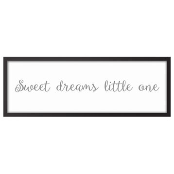 Sweet Dreams Little One 12"x36" Black Framed Canvas, Gray