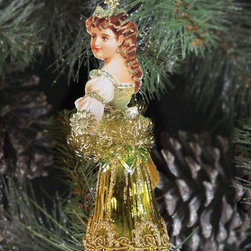Bavarian Princess Ornament (Green & Gold) - Christmas Ornaments