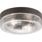 Progress Lighting - Weldon Collection 2-Light Flush Mount, Architectural Bronze - Featuring nautical influences, Weldon delivers a two-light flush mount ideal for Farmhouse or Transitional architecture designs. Curved clear seeded glass is topped with an ample roof in Architecture Bronze.