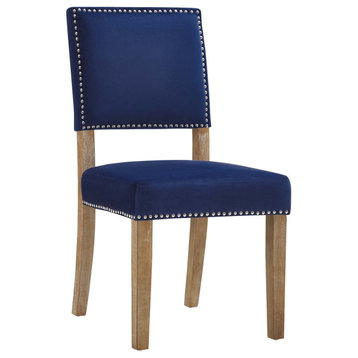 Oblige Upholstered Fabric Wood Dining Chair, Navy