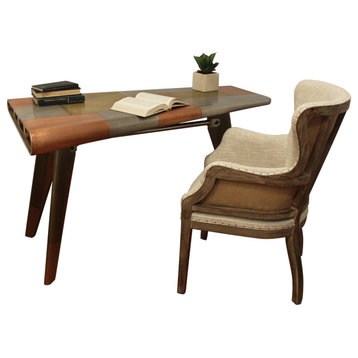 Mar Vista Tri-Tone Desk With Phil Natural Armchair