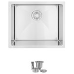 Stylish - STYLISH 22"L x 18"W Dual Mount Laundry Sink Single Bowl with Strainer - This 22 x 18 single bowl undermount or drop-in stainless-steel laundry sink integrates perfectly in a variety of spaces. Its modern style is specifically designed for the busy parent and young professional in mind, it is perfect as a laundry or utility sink. The sink features dual mount installation: 1" rim all around that has the same brushed finish as the inside of the sink, this sink is designed to be installed undermount or drop-in. It features a refined brushed finished. Included with the sink is a luxury matching basket strainer and mounting brackets. The deep design not only accommodates more space for washing, but it also hides dirty clothes in the sink basin and under the countertop line. A rear-set drain provides more usable surface area and storage space under the sink. This sink is equipped with soundproofing system including a protective coating and rubber pads to create a quieter laundry experience when the sink is in use. This sink is Canadian designed and meets the highest plumbing standards for North America.