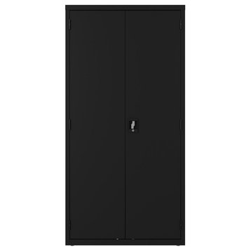 Pemberly Row Metal Wardrobe Cabinet 18in D x 36in W x 72in H in Black