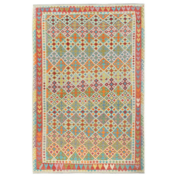 Colorful, Organic Wool Hand Woven, Afghan Kilim Oversized Rug, 10'0"x16'0"