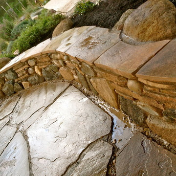 Stone wall/bench and patio