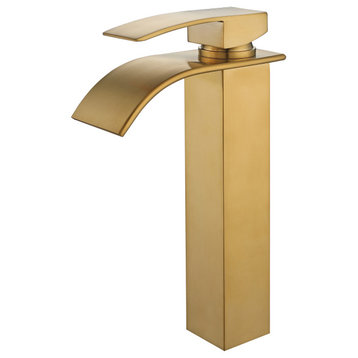 Raina 10" Single Hole Vessel Sink Bathroom Faucet, Brushed Gold