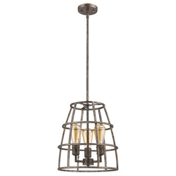 Acclaim Lighting IN21345 Rebarre 3 Light 13"W Cage Pendant - Antique Silver