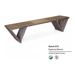 Backless solid Wood Modern Design Bench 70 by GloDea - Indoor Benches