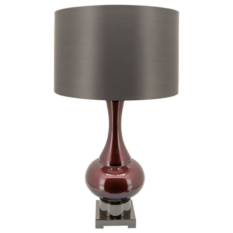 Glass 31" Genie Bottle Table Lamp, Burgundy