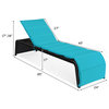 Costway Rattan Adjustable Cushioned Back Patio Lounge Chair in Turquoise