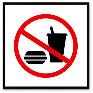 "No Food" Sign White Canvas Print, Custom Picture Frame, 30"x30"