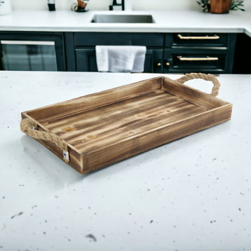 Rope Handle Wooden Tray