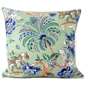 Green Chinoiserie Pillow Cover, Colonial Williamsburg Fabric, 24x24
