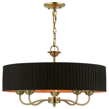 Livex Lighting 5 Light Antique Brass Pendant Chandelier