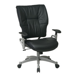 Cheap Black Managers Executive Leather Office Chair with Platinum Finish Base - Office Chairs