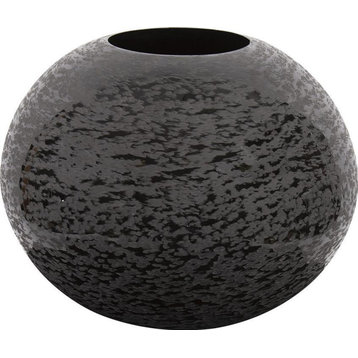 HOWARD ELLIOTT Vase Globe Large Glossy Black Chiseled Texture