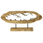 StyleCraft - Gull Crevasse, Carved Wood Table Top Decor With Pewter Painted Flock of Birds - Nature lovers will delight at the unique presentation of flying and roosting gulls in this natural carved wood accessory with pewter painted flock of birds. An oval ring of mango wood looks like a cave opening, with silvery gulls in flight at the top and resting below. The overall effect is at once charming and rustic, which makes this a great choice for grabbing attention in a living room, office or foyer area.