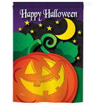 Breeze Decor - Halloween Halloween Night 2-Sided Vertical Impression House Flag - Size: 28 Inches By 40 Inches - With A 4"Pole Sleeve. All Weather Resistant Pro Guard Polyester Soft to the Touch Material. Designed to Hang Vertically. Double Sided - Reads Correctly on Both Sides. Original Artwork Licensed by Breeze Decor. Eco Friendly Procedures. Proudly Produced in the United States of America. Pole Not Included.