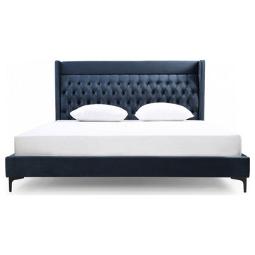 Morgan Blue Fabric Bed, Queen