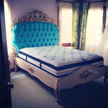 Night's Dream Tufted Bed - Gold & Cream - Custom Made - Client Photo