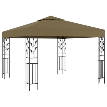 vidaXL Gazebo Canopy Tent Patio Pavilion Sunshade with Double Roofs Taupe
