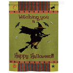 Breeze Decor - Halloween Witching You 2-Sided Vertical Impression House Flag - Size: 28 Inches By 40 Inches - With A 4"Pole Sleeve. All Weather Resistant Pro Guard Polyester Soft to the Touch Material. Designed to Hang Vertically. Double Sided - Reads Correctly on Both Sides. Original Artwork Licensed by Breeze Decor. Eco Friendly Procedures. Proudly Produced in the United States of America. Pole Not Included.