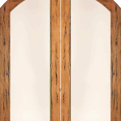 RS-1140 Arch Top 1 Lite Dual insulated Glass Rustic Solid Entry Double Door - Front Doors