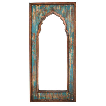 Yaya French Gothic Farmhouse Architectural Wall Window-24x52, Turquoise
