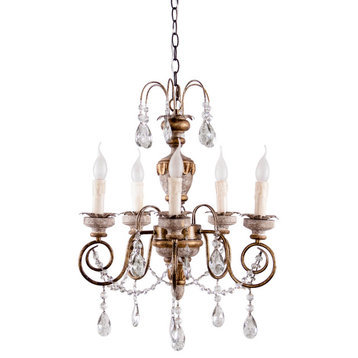 19.29 in  Mental and Crystal 5-Light Chandelier in Golden