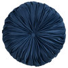 Poly Filled Velvet Pintuck Throw Pillow, 14"x14", Navy Blue