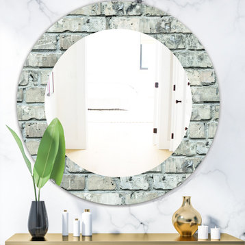 Designart Stone 2 Modern Frameless Oval Or Round Wall Mirror, 32x32