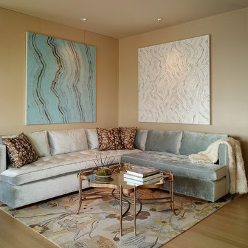 Ice Blue Tufted Bench Sectional