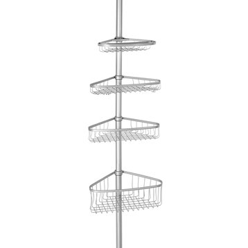 iDesign York 2 Tension Shower Caddy, Silver