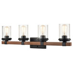 Millennium Lighting - Millennium Lighting 3804-MB/WG Taos - Four Light Bath Vanity - Shade Included: YesTaos Four Light Bath Matte Black/Wood GraUL: Suitable for damp locations Energy Star Qualified: n/a ADA Certified: n/a  *Number of Lights: Lamp: 4-*Wattage:100w A bulb(s) *Bulb Included:No *Bulb Type:A *Finish Type:Matte Black/Wood Grain