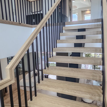 White oak Stairs - Black metal balusters