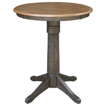 30" Round Top Pedestal Table, Hickory/Washed Coal