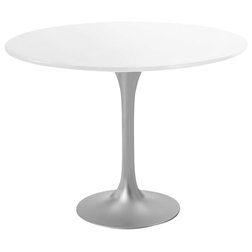 Midcentury Dining Tables Saarinen Table, 47" Round, White Laminate, Platinum Base